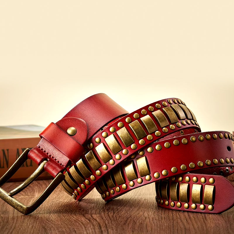 Punk Rock Rivet Studded Belts with Geometry Pattern