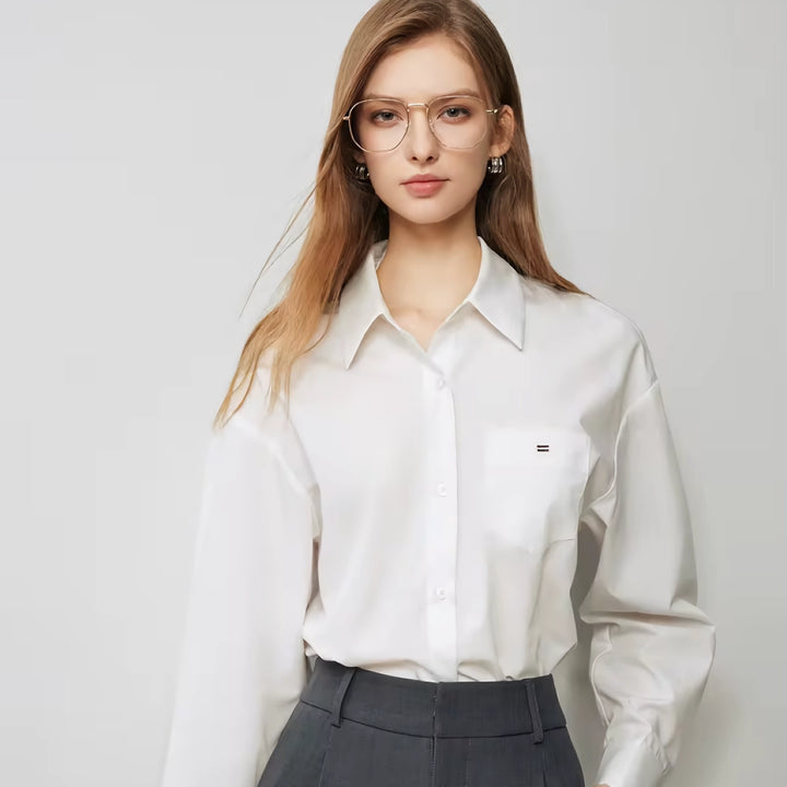 Minimalist Long Sleeve Polo Neck Workwear Shirt