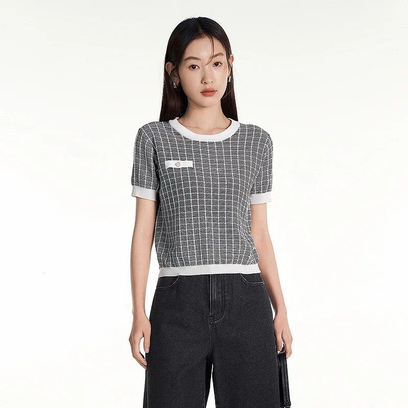 Summer Chic Geometric Knitwear Top