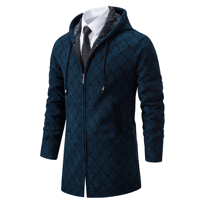 Men's Mid-length Sweater Fashion Casual Hooded Coat