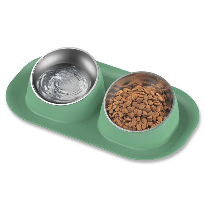 Stainless Steel Tilted Double Dog Bowl - Anti-Skid, No Spill, Removable Feeding Bowls for Cats and Dogs