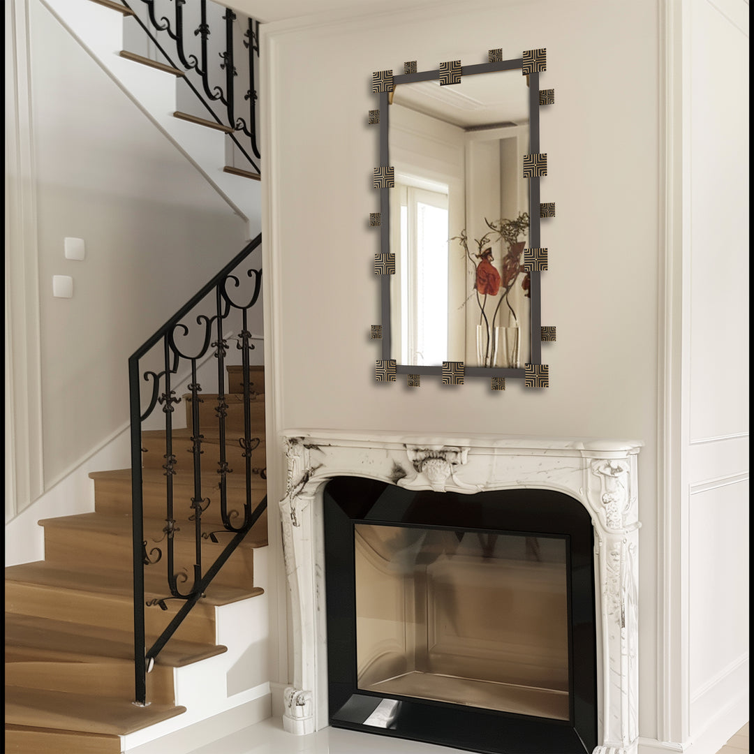 Industrial Vintage Ornate Rectangular Wall Mirror