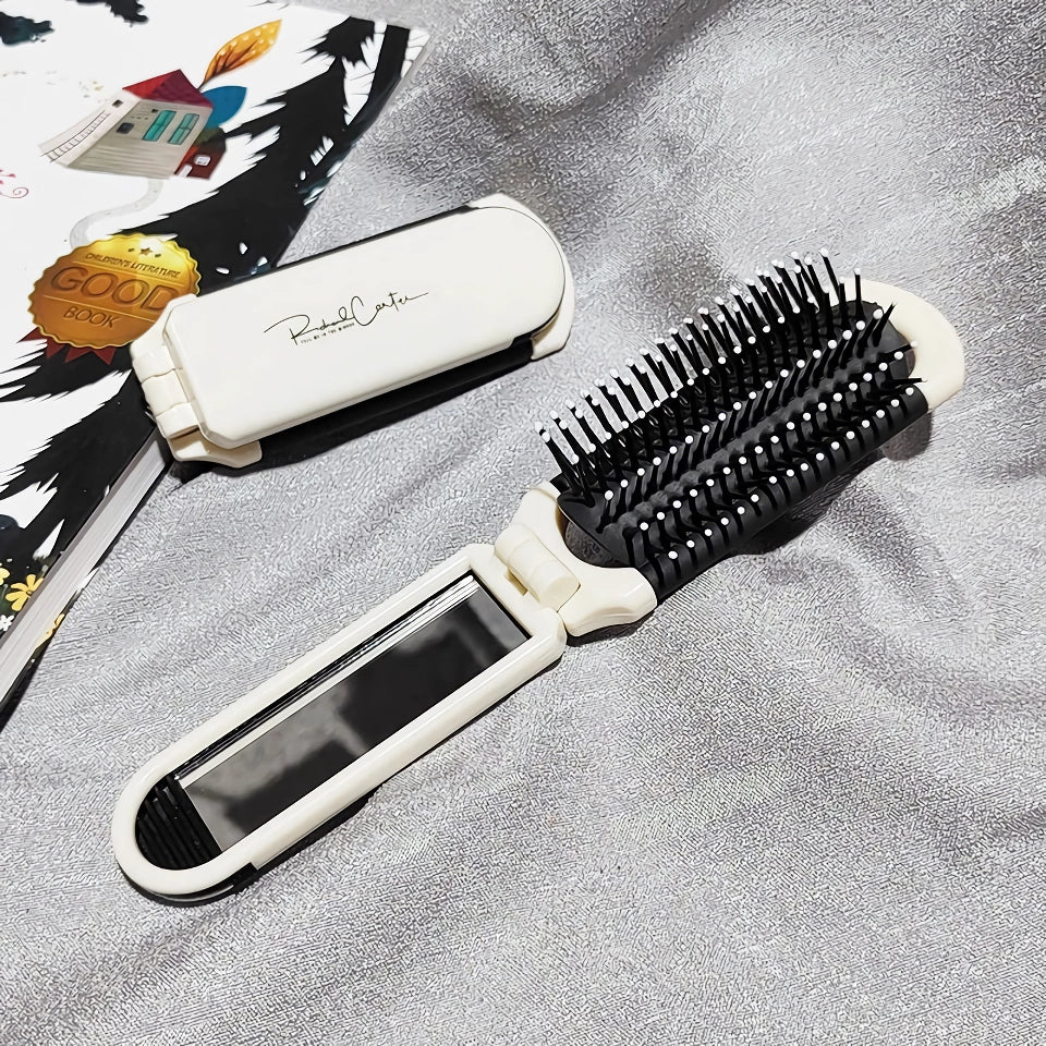 Portable Foldable Hair Brush with Mirror