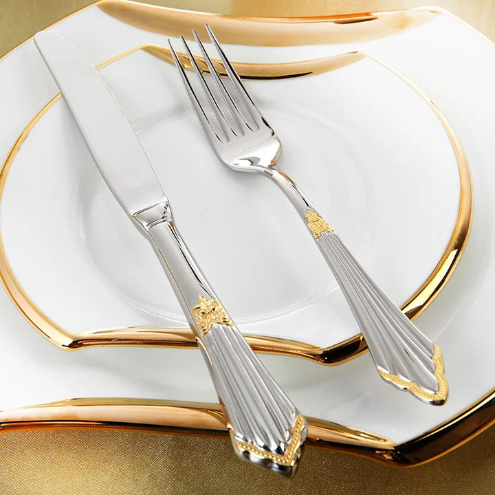 4-Piece Luxury Gold Inlay Cutlery Set