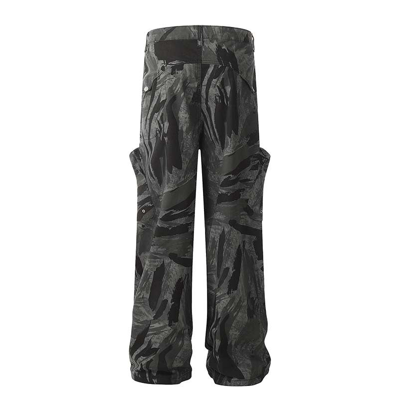 Graffiti Camouflage Straight Jeans For Men And Women