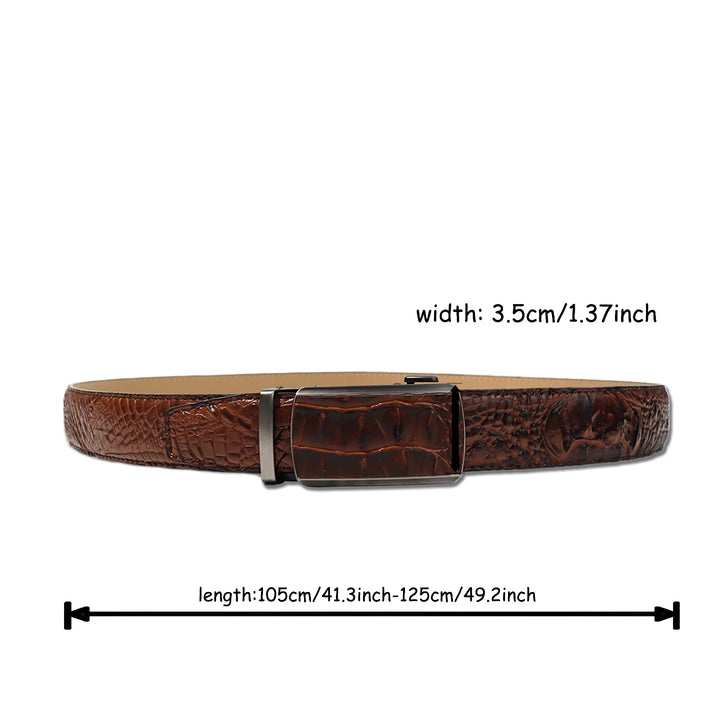 Luxury Men's Leather Belt with Automatic Buckle – Crocodile Pattern