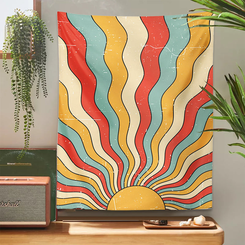 Retro Sunshine Tapestry - 70s Bohemian Wall Art