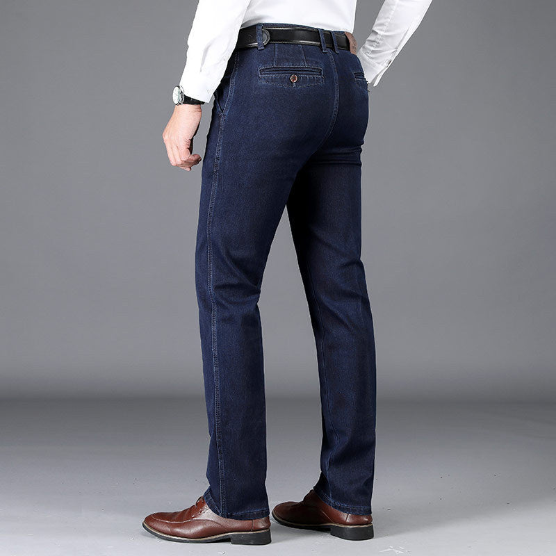 Stretch Casual Men's Trousers Straight High Waist Jeans