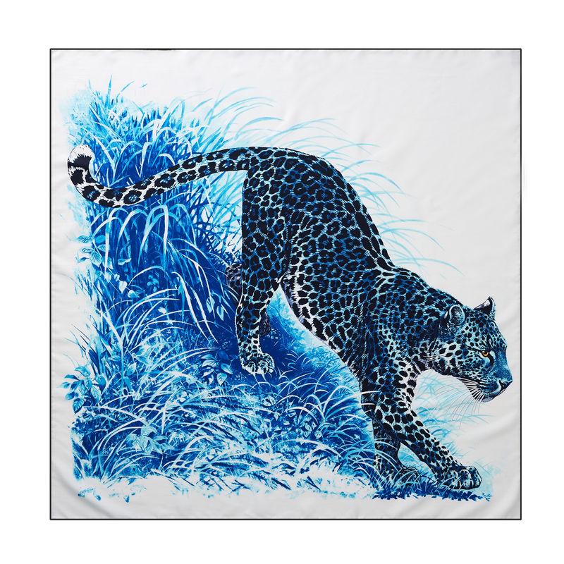 90 cm Leopard-Print Silk-Blend Scarf