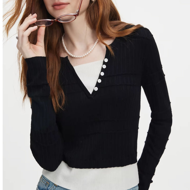 Versatile Slim Fit V-Neck Knitted Sweater