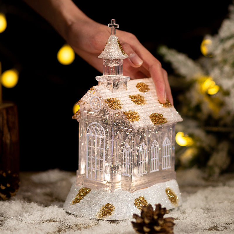 Christmas Decorations Crystal Church House Music Box Ornaments