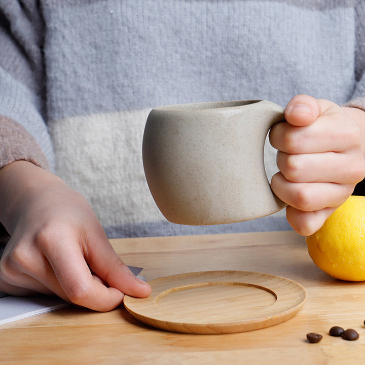 Japanese-Inspired Stoneware Ceramic Coffee Mug with Tray