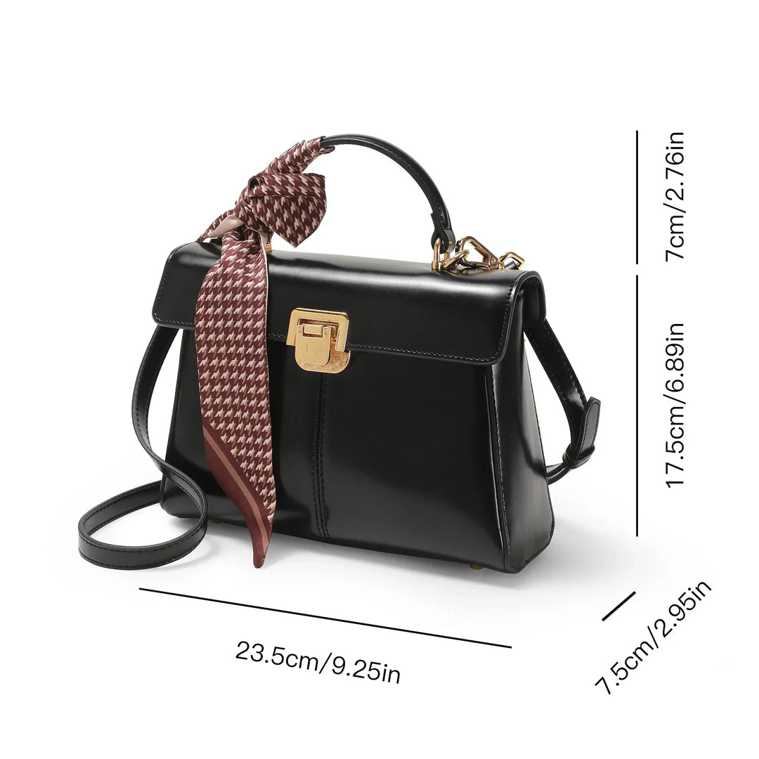 Luxury Leather Crossbody Handbag with Scarf Decor for Women