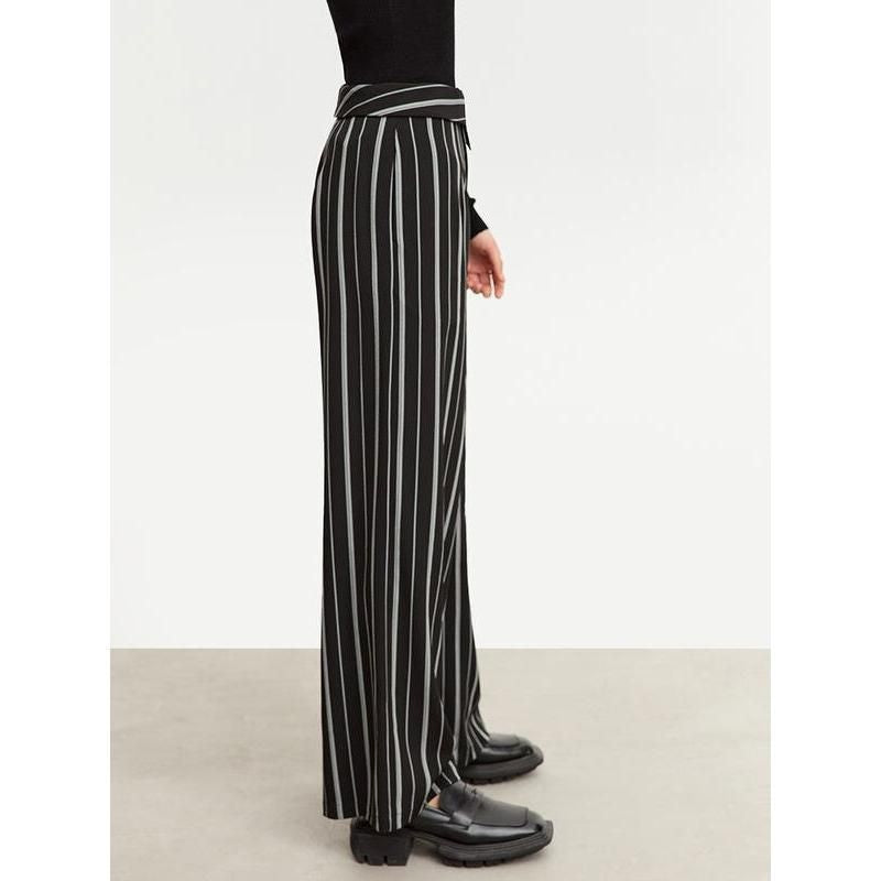 Elegant Autumn Wide-Leg Striped Trousers for Women