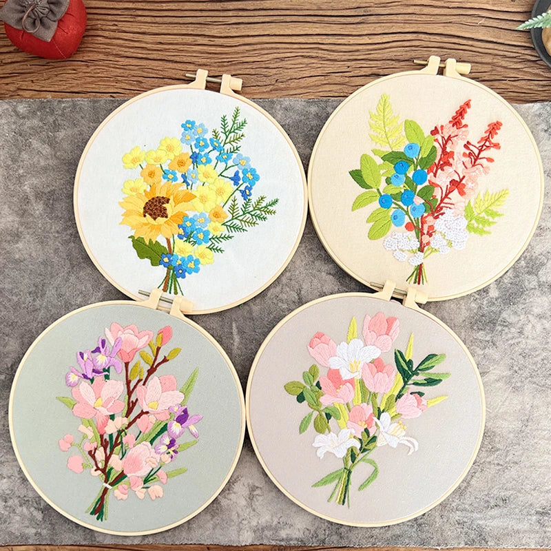 Flower Embroidery Kit for Beginners