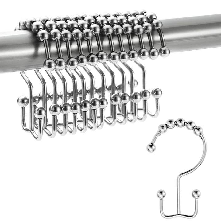 12-Pack Metal Double Glide Shower Curtain Hooks