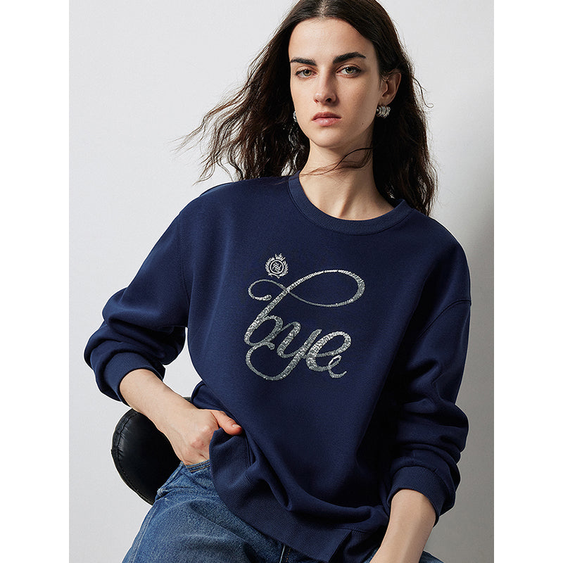 Autumn Embroidered Bead Letter Sweatshirt