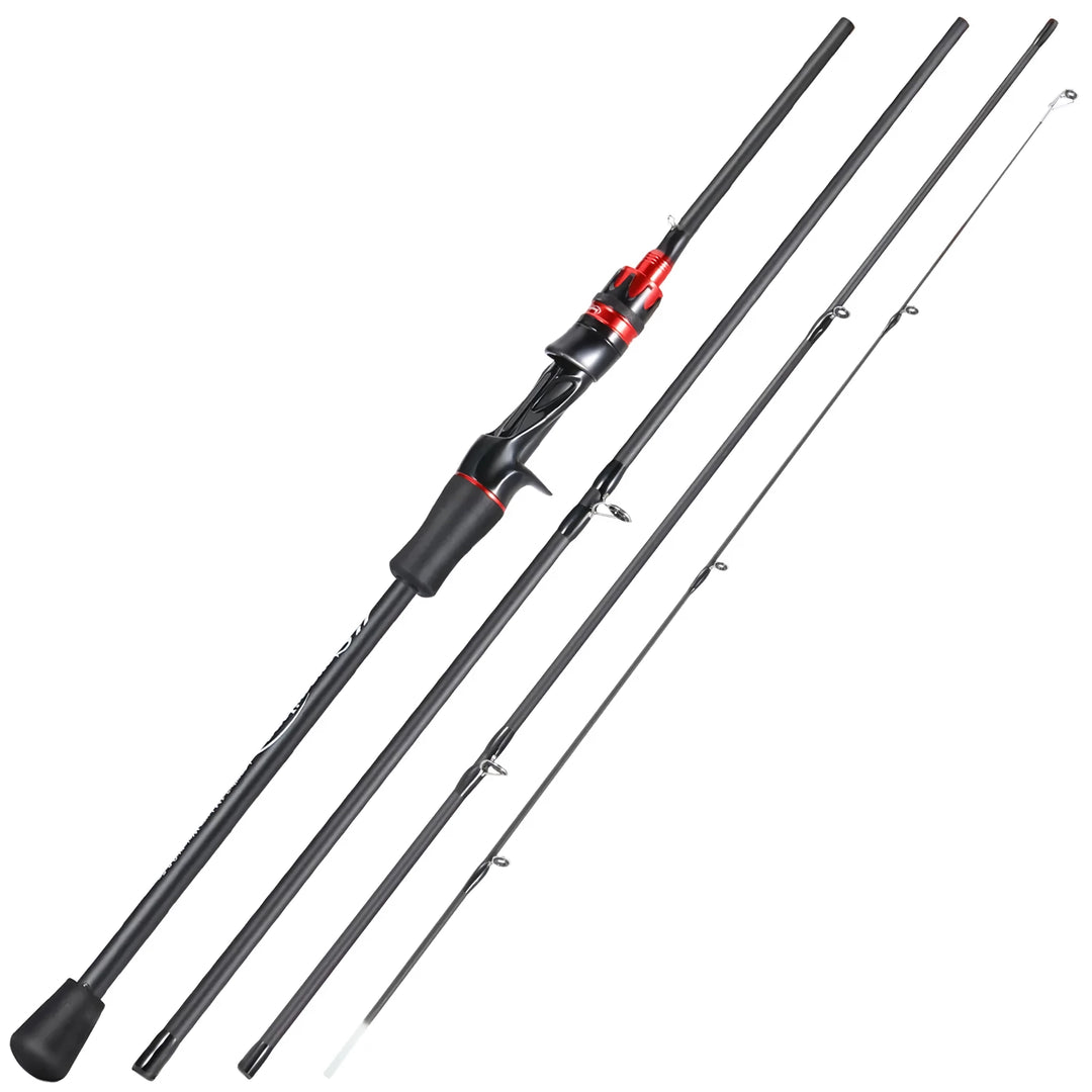 UltraLight 2.1m Carbon Fiber Fishing Rod - 4 Section EVA Handle Baitcasting Pole