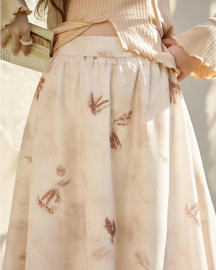 Spring Floral High Waist A-Line Skirt