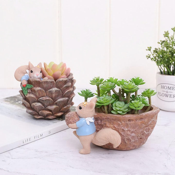 Cartoon Squirrel Succulent Flower Pot