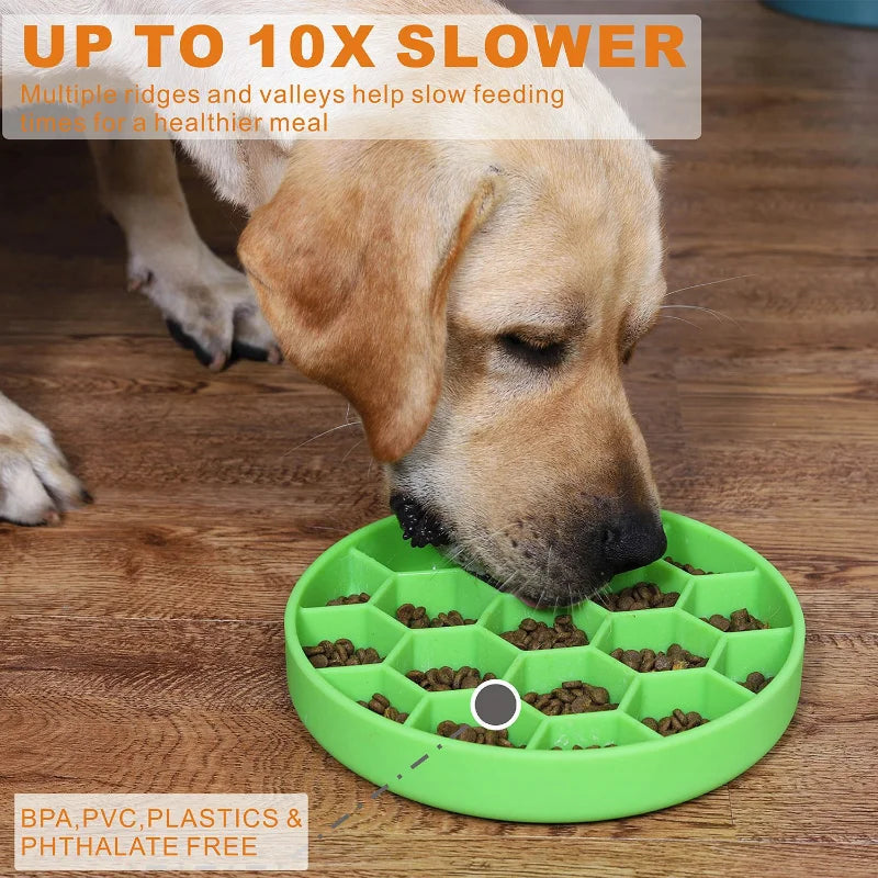 Slow Feeder Dog Bowl with Non-Skid Silicone Base and Suction Cup