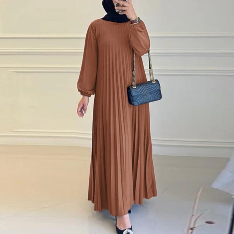 Women's Pleated Long Sleeve Dress