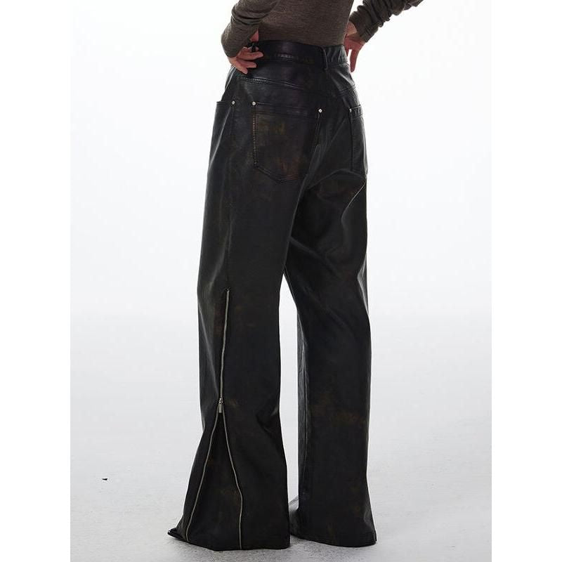 High-Waist Straight Leg PU Leather Pants for Women