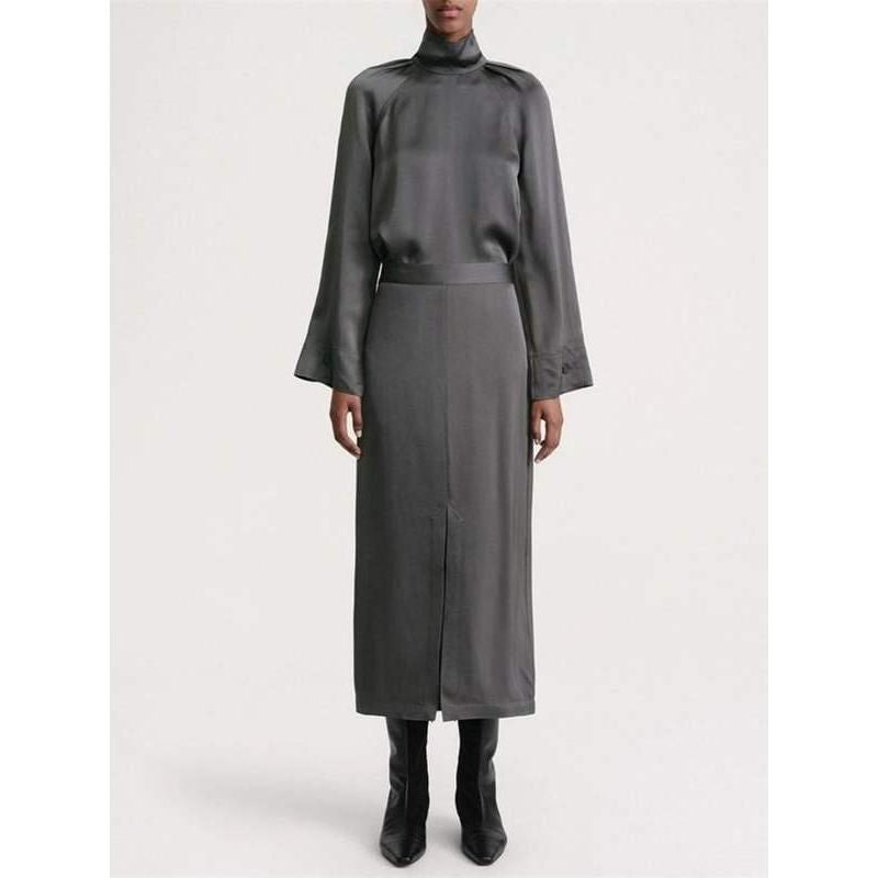 Elegant High-Waist Midi Skirt for Women