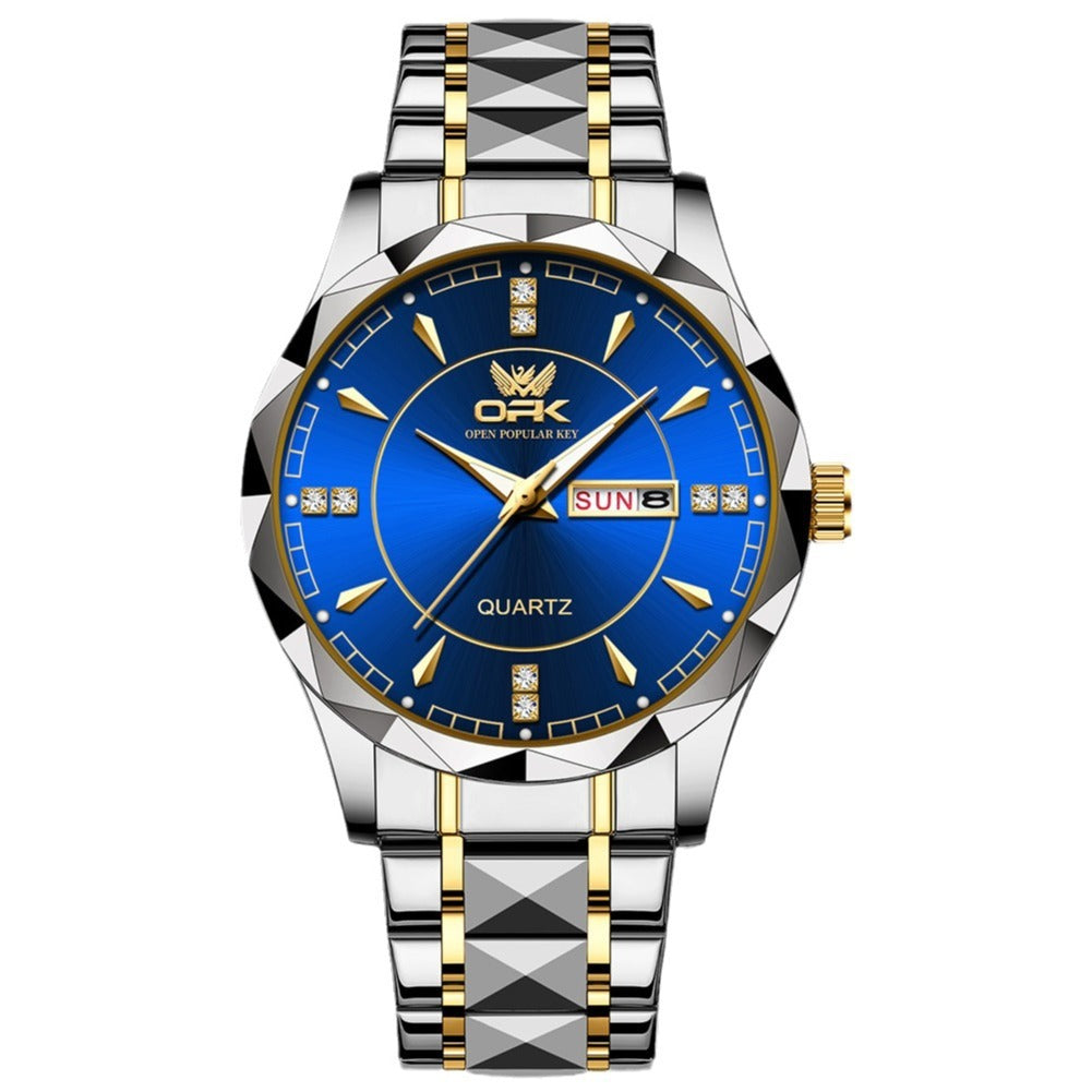 Stainless Steel Business Double Calendar Waterproof Men&