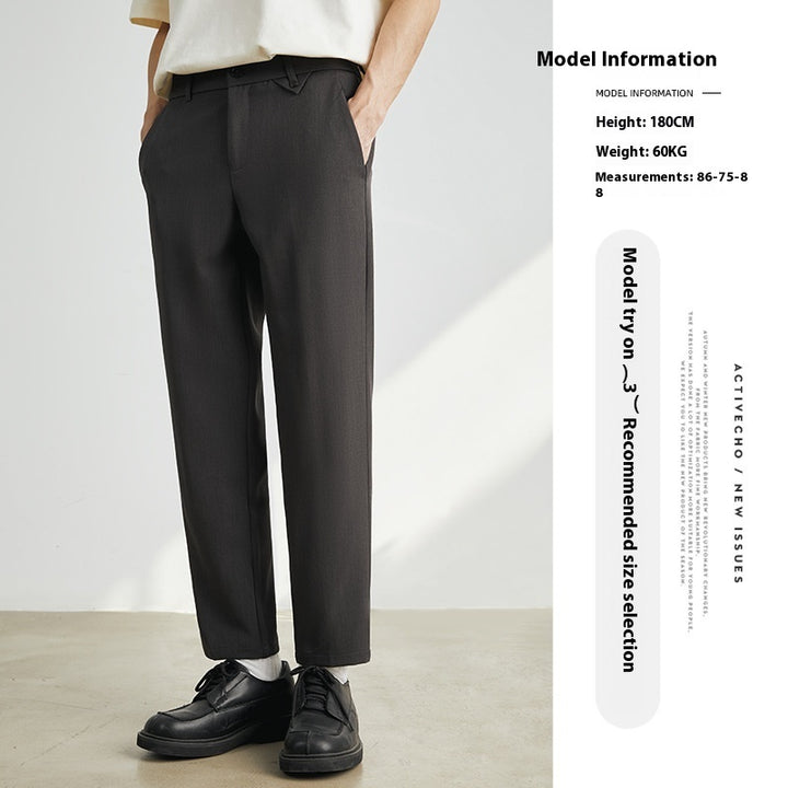 Ankle-length Thin Slim-fitting Small Straight Casual Suit Pants