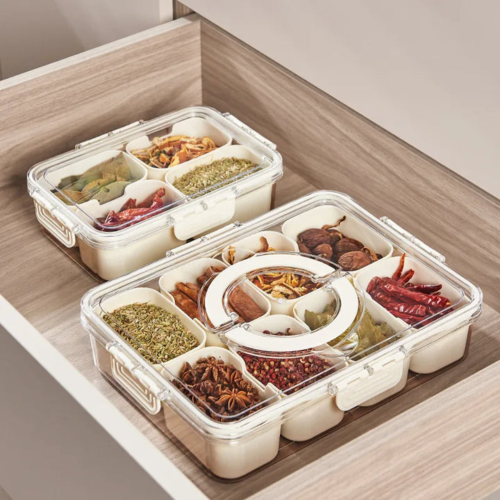 Portable Snack Organizer Box with Divided Compartments and Handle