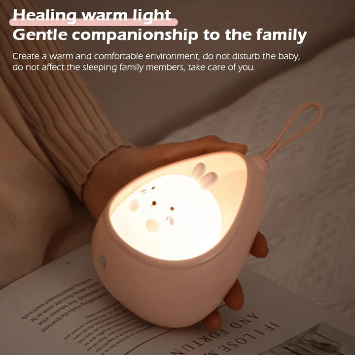 Cute Animal LED Night Light with Human Induction Sensor – USB Rechargeable Wall Lamp for Kids