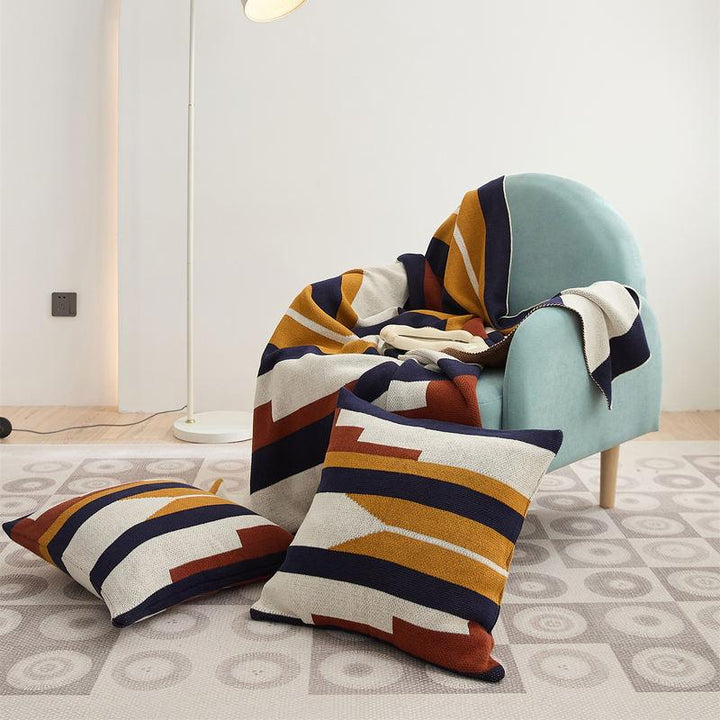 Modern Bohemian Stripe Plaid Throw Blanket