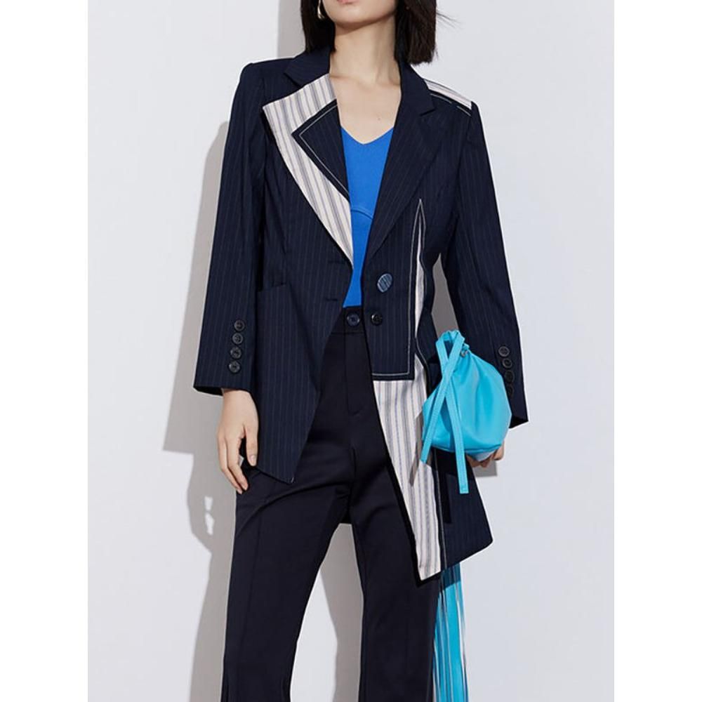 Women's Striped Asymmetry Suit Jacket