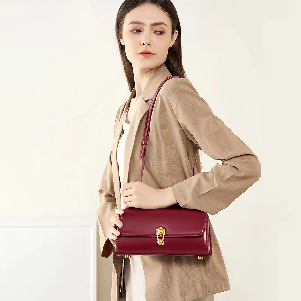 Elegant Burgundy Leather Crossbody Bag for Women