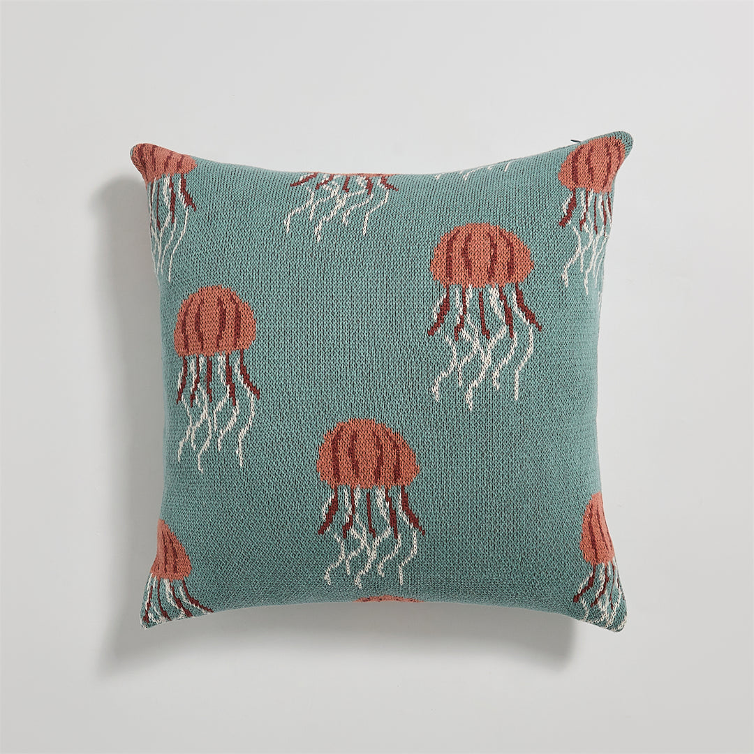 Elegant Jellyfish Pattern Knitted Cotton Pillow Cover