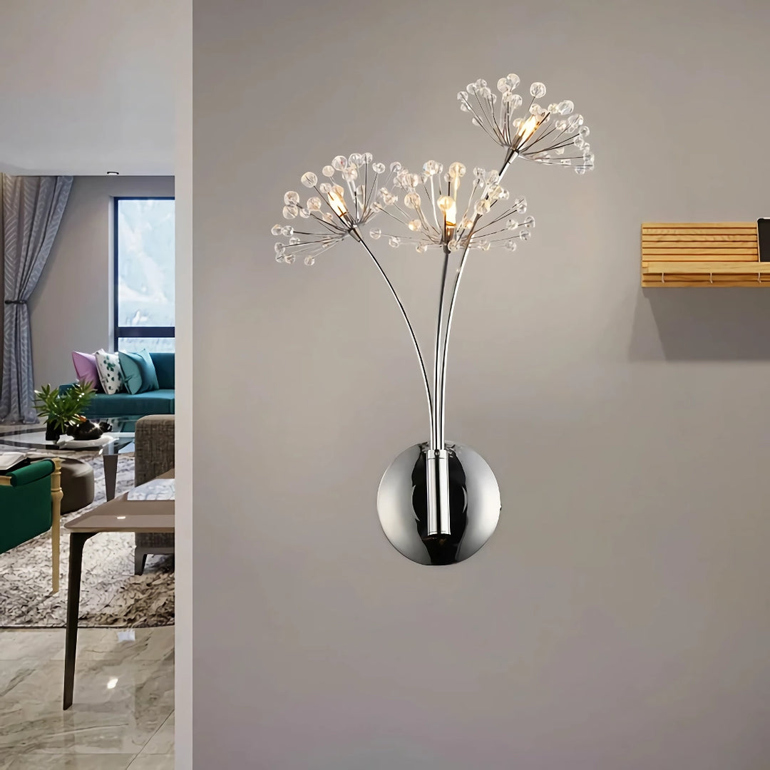 Modern Crystal Dandelion Flower Wall Lamp