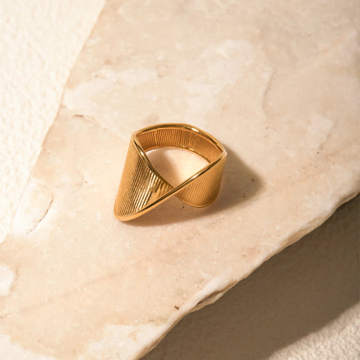 Minimalist 18K Gold Plated Stainless Steel Torsion Ring