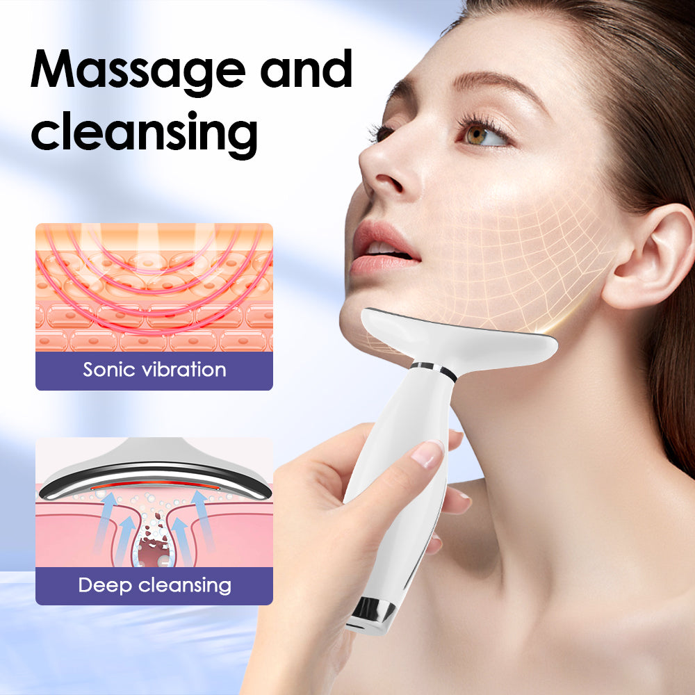 7 Colors LED Light Face and Neck Lifting Device with Vibration Massage – 7 Modes, 3 Intensity Levels