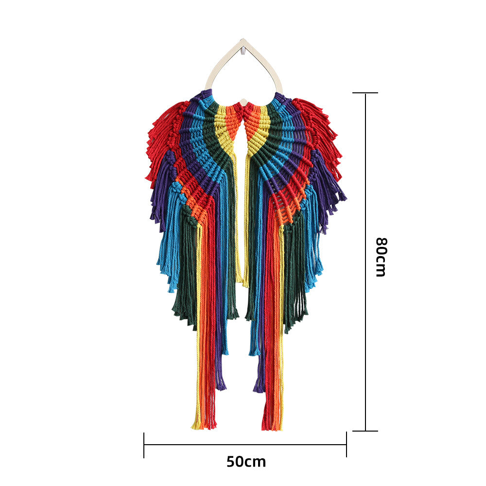 Colorful Angel Wings Bohemian Tapestry - Handwoven Wall Hanging for Home Decor