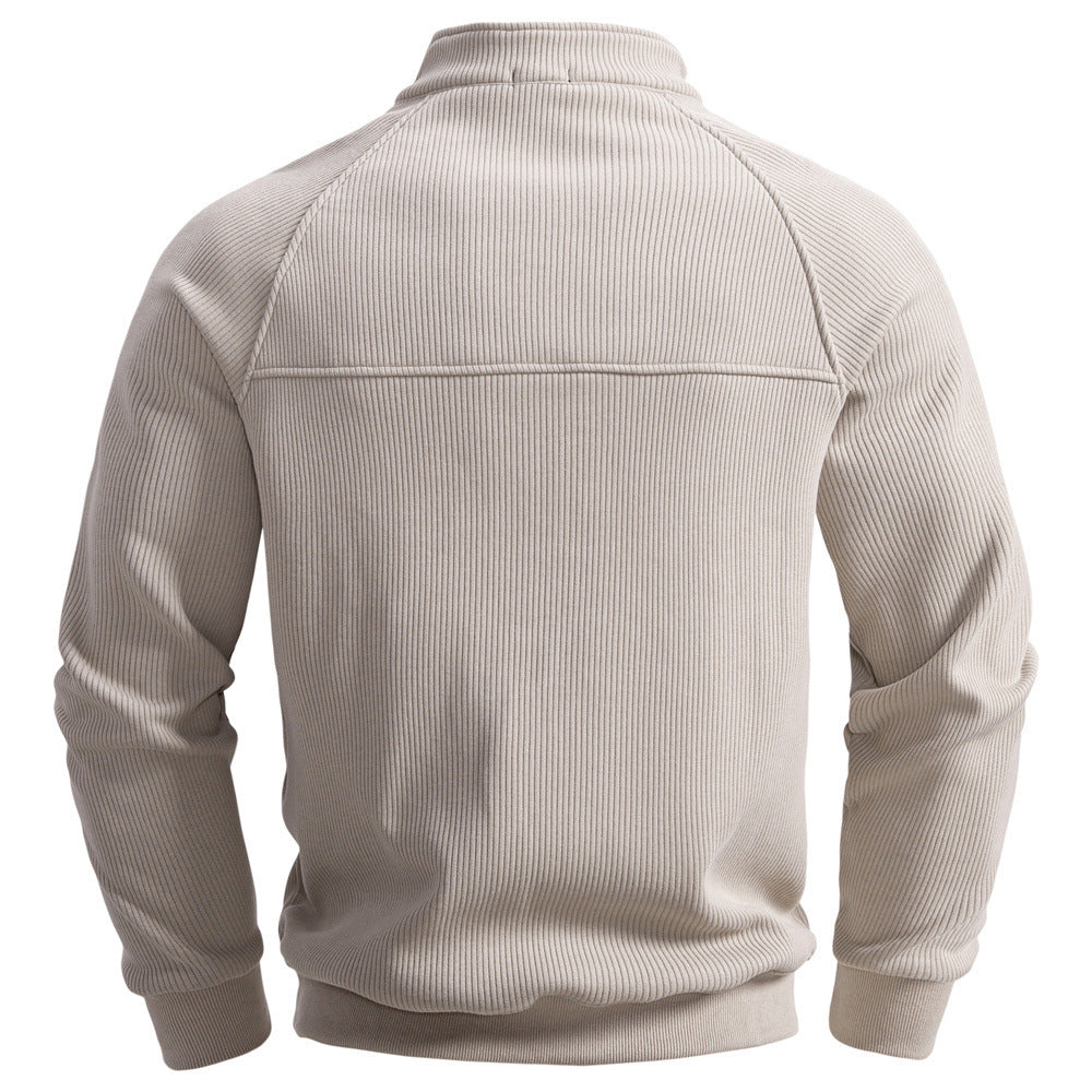 European And American Half Zipper Sweater Stand-up Collar All-match Fleece Men's Sweater Top