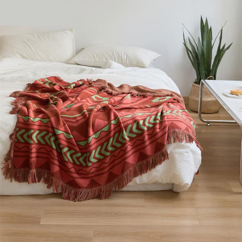 Indian Tribal Geometric Pattern Throw Blanket