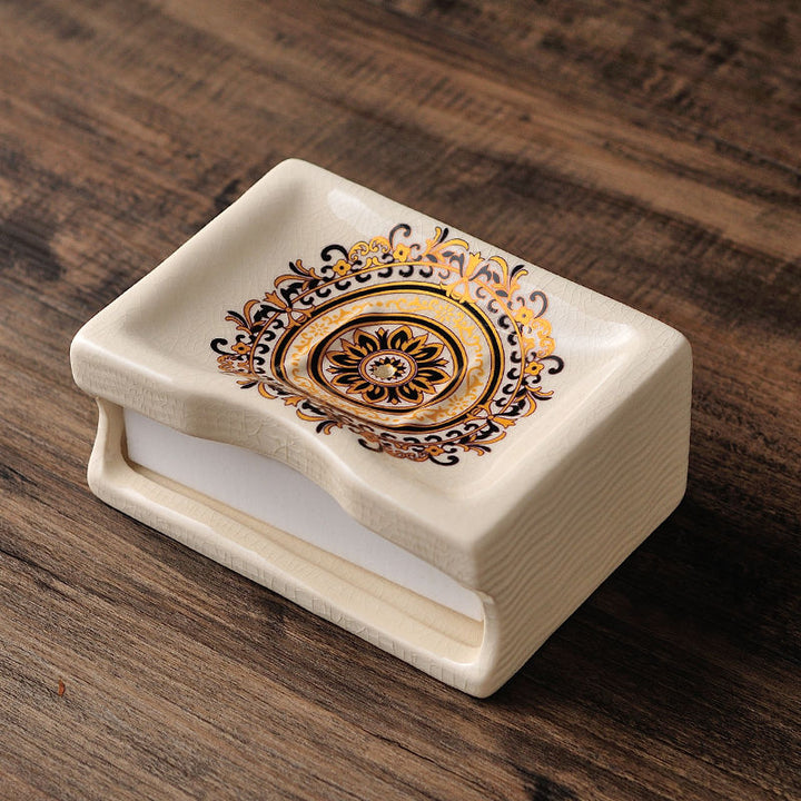 Elegant European Ceramic Soap Box with Double Drain