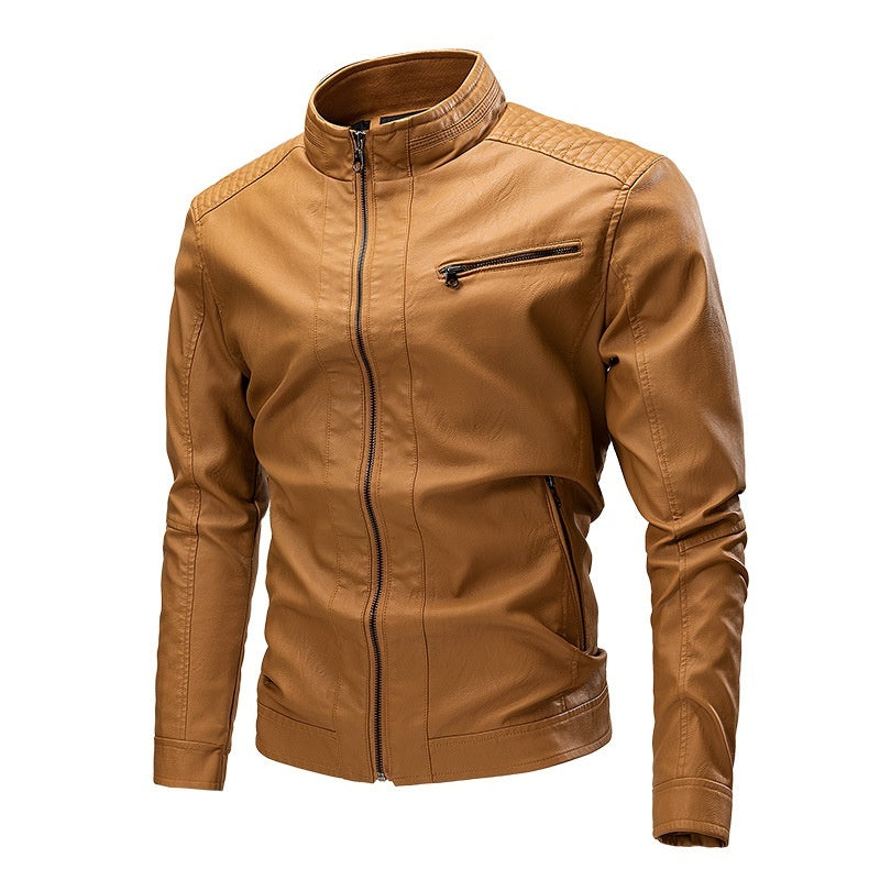Men's PU Leather-Look Zip Jacket