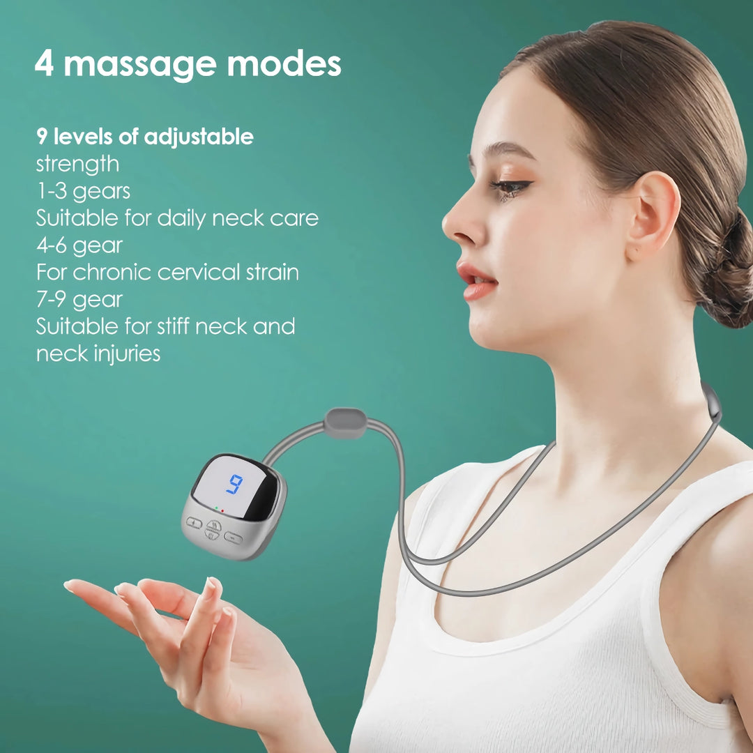 Smart Hanging Neck Massager with EMS Muscle Stimulation and Hot Compress