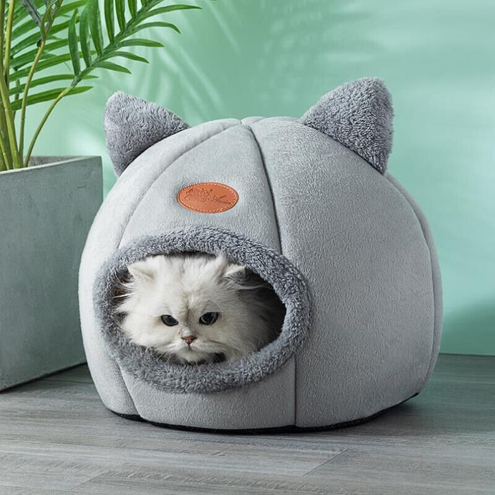 Cozy Cave Cat Bed - Winter Warmth Indoor Pet Nest for Cats and Small Dogs
