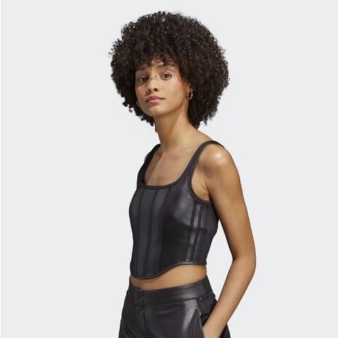 Asymmetric PU Boned Corset-Style Tank Top