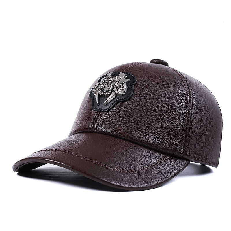 Genuine Leather Peaked Cap Men's And Women's Casual Goat Skin