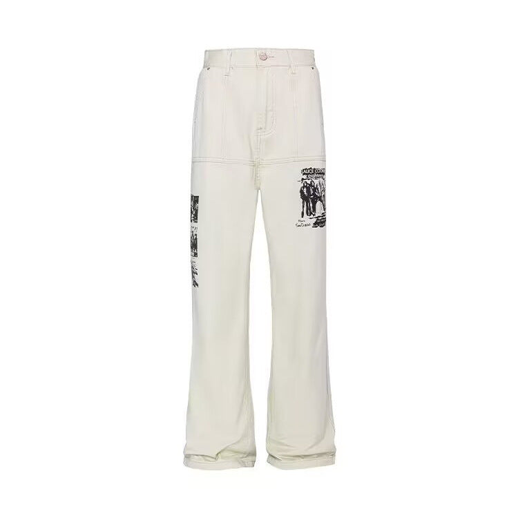 Hip Hop Print Jeans Men's Spring