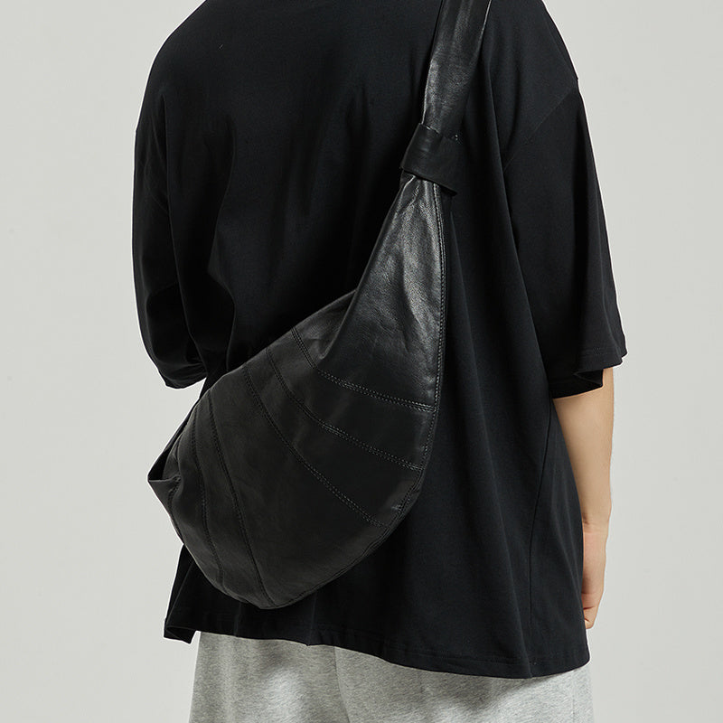 Dumpling Bag Male Leather Slanted Chest Bag